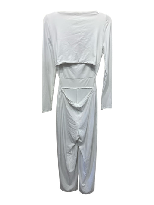Susana Monaco Size XL White Nylon Blend Long Sleeve Cut Out Square Neck Jumper White / XL
