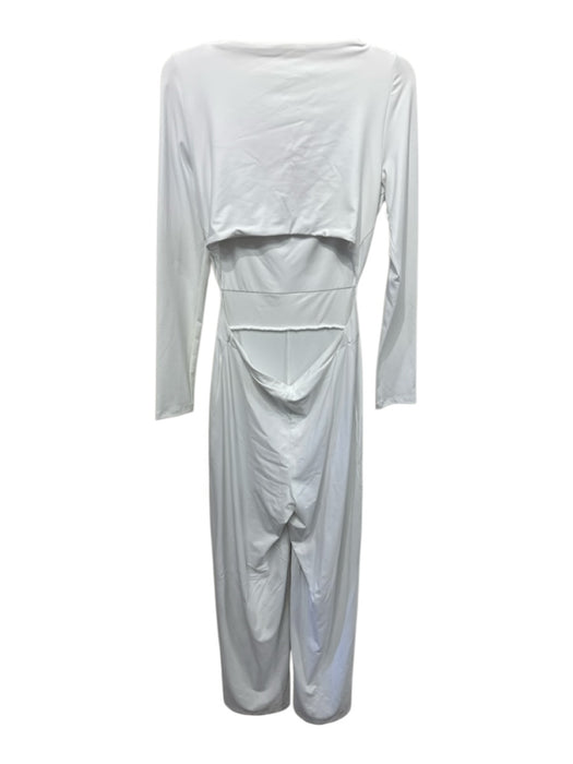 Susana Monaco Size XL White Nylon Blend Long Sleeve Cut Out Square Neck Jumper White / XL