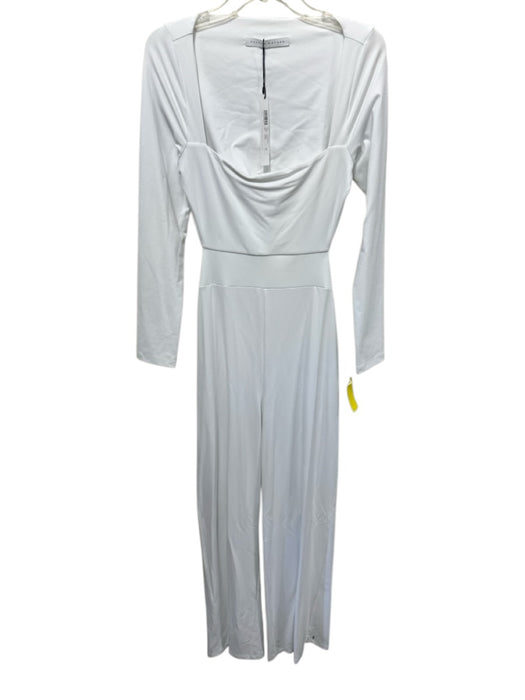 Susana Monaco Size XL White Nylon Blend Long Sleeve Cut Out Square Neck Jumper White / XL