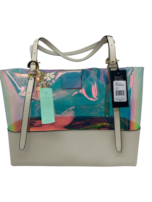 Zac Zac Posen Cream White & Multi TPU & Leather Holographic Magnetic Close Bag Cream White & Multi / Medium
