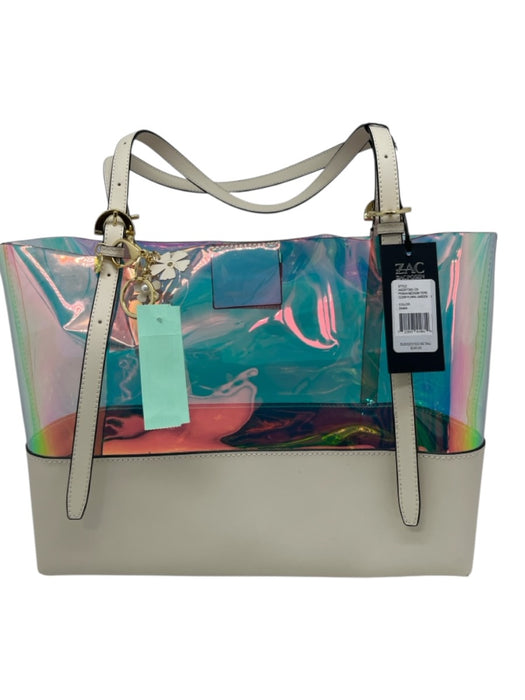 Zac Zac Posen Cream White & Multi TPU & Leather Holographic Magnetic Close Bag Cream White & Multi / Medium