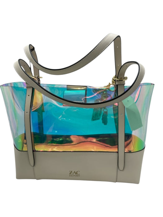 Zac Zac Posen Cream White & Multi TPU & Leather Holographic Magnetic Close Bag Cream White & Multi / Medium