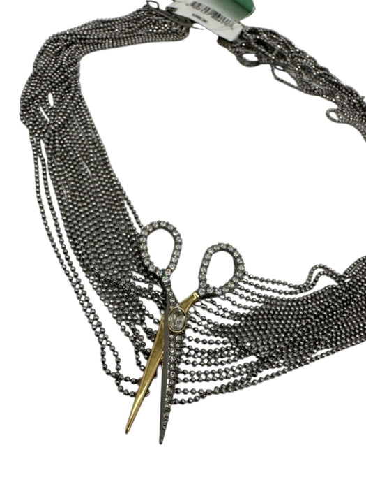 Alexis Bittar Mixed Tone Metal Rhinestone Detail Layered Scissor Necklace Mixed Tone