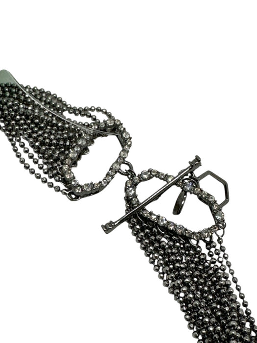 Alexis Bittar Mixed Tone Metal Rhinestone Detail Layered Scissor Necklace Mixed Tone