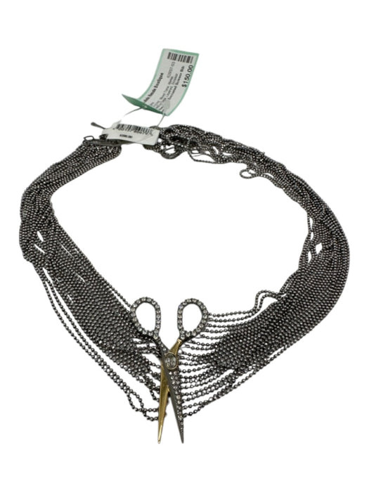 Alexis Bittar Mixed Tone Metal Rhinestone Detail Layered Scissor Necklace Mixed Tone