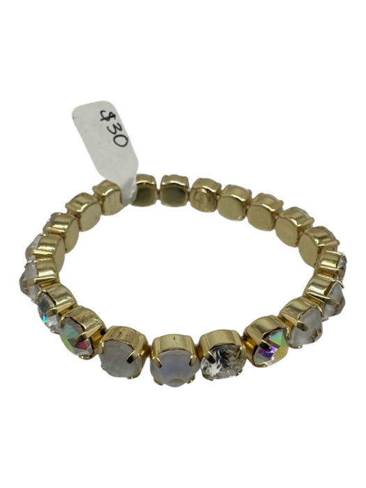 Sorrelli Gold Tone & Multi Crystal Faceted Stud Elastic Bracelet Gold Tone & Multi