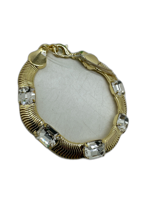 Sorrelli Gold Tone & Clear Metal & Crystal Faceted Snake Chain Bracelet Gold Tone & Clear