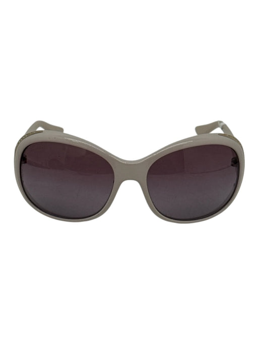Bvlgari Off White & Pink Acetate Rhinestone Detail Round Sunglasses Off White & Pink