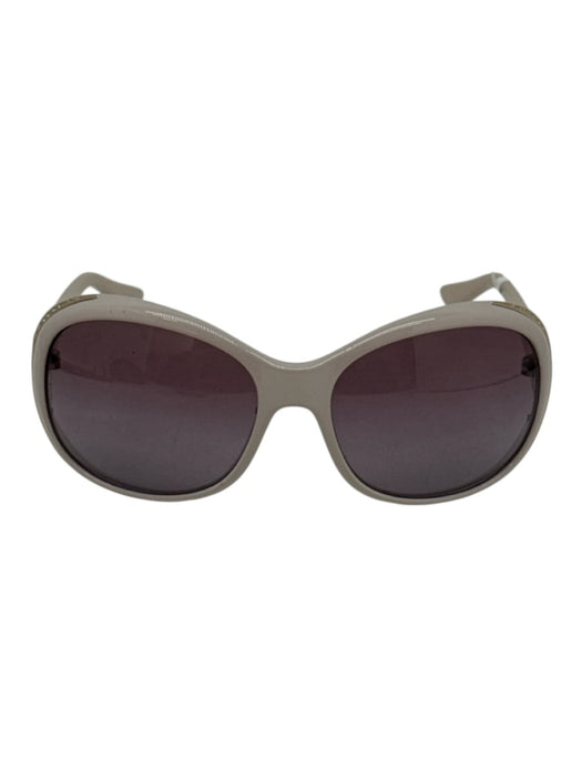 Bvlgari Off White & Pink Acetate Rhinestone Detail Round Sunglasses Off White & Pink