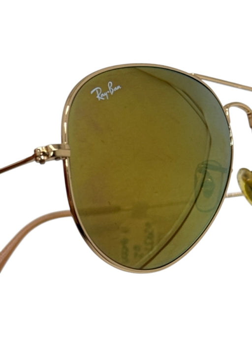 Ray Ban Gold Tone & Yellow Metal Mirror Lens Aviator Sunglasses Gold Tone & Yellow