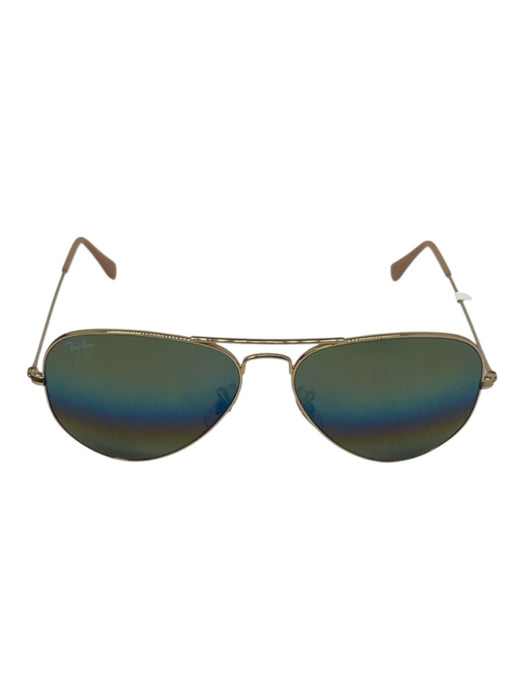 Ray Ban Gold Tone & Multi Metal Mirror Lens Aviator Gradient Rainbow Sunglasses Gold Tone & Multi