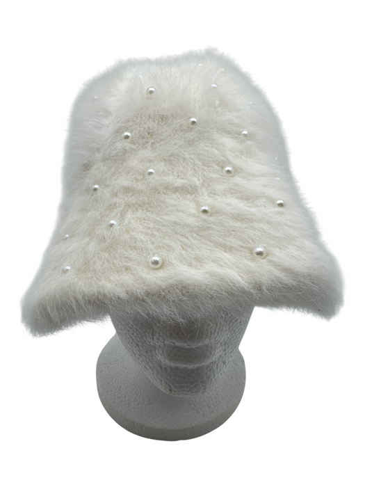 Lele Sadoughi White Polyester Pearl Bucket Hat White / One Size