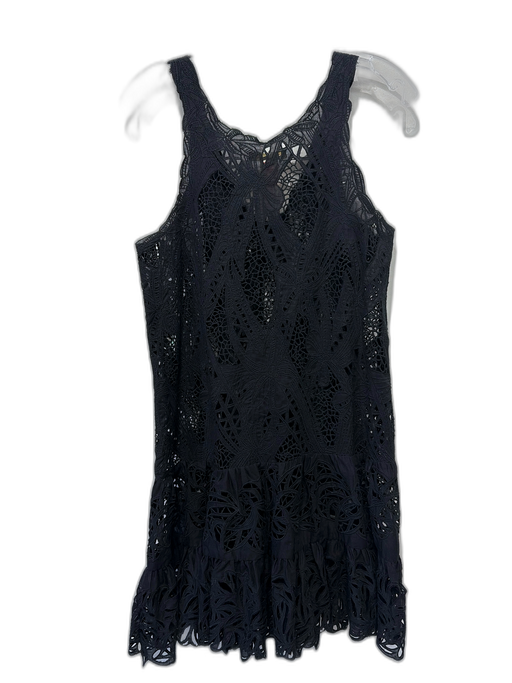Catherine Malandrino Size 4 Black Cotton Open Lace Sleeveless Dress Black / 4