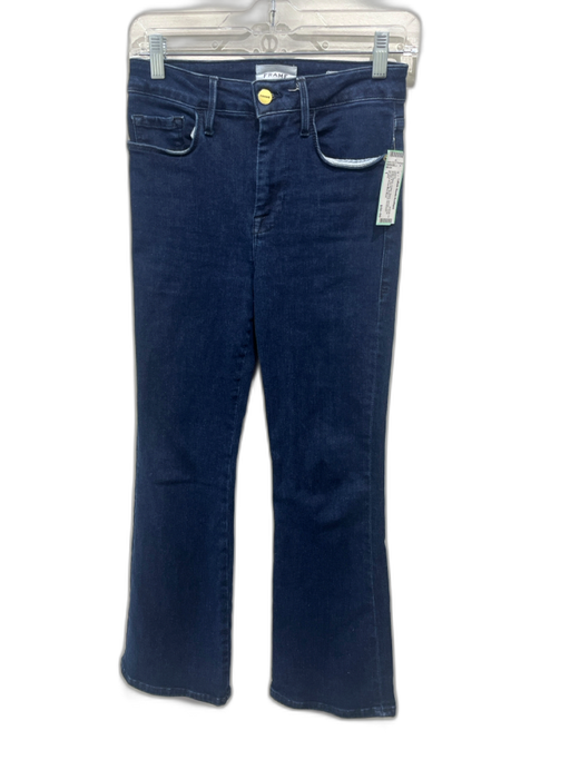 Frame Size 1 Dark Wash Cotton Blend Denim Crop Button & Zip Fly Boot Cut Jeans Dark Wash / 1