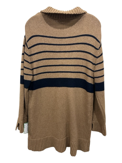 Ciao Lucia Size Small Tan & Navy Wool Blend Long Sleeve Striped Knit Dress Tan & Navy / Small
