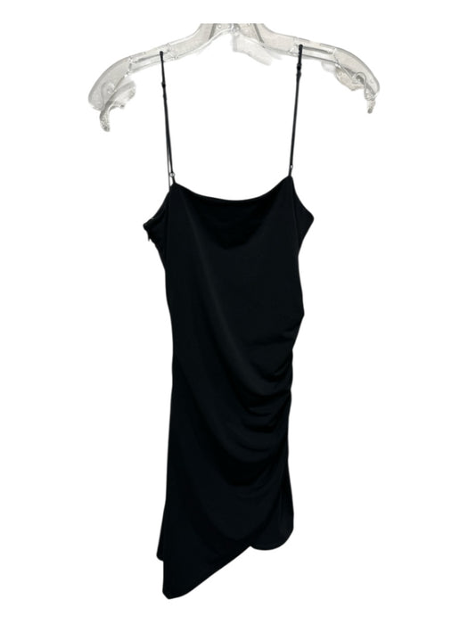 Cinq a Sept Size 2 Black Polyester & Silk Spaghetti Strap Side Ruching Dress Black / 2