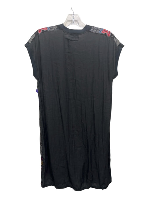 Johnny Was Size XS Black, Red & Multi Nylon Blend Mesh Front Embroidered Dress Black, Red & Multi / XS
