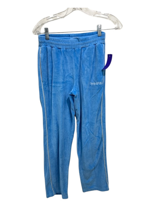 Sporty & Rich Size Small Light blue & white Cotton Velour Zip Up Piping Pant Set Light blue & white / Small