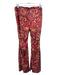 Free People Size M Burgundy & Yellow Polyester Blend Velvet Floral Flare Pants Burgundy & Yellow / M