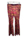 Free People Size M Burgundy & Yellow Polyester Blend Velvet Floral Flare Pants Burgundy & Yellow / M