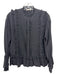 Ulla Johnson Size 4 Black Silk Long Sleeve Snap Button Pleated Front Top Black / 4