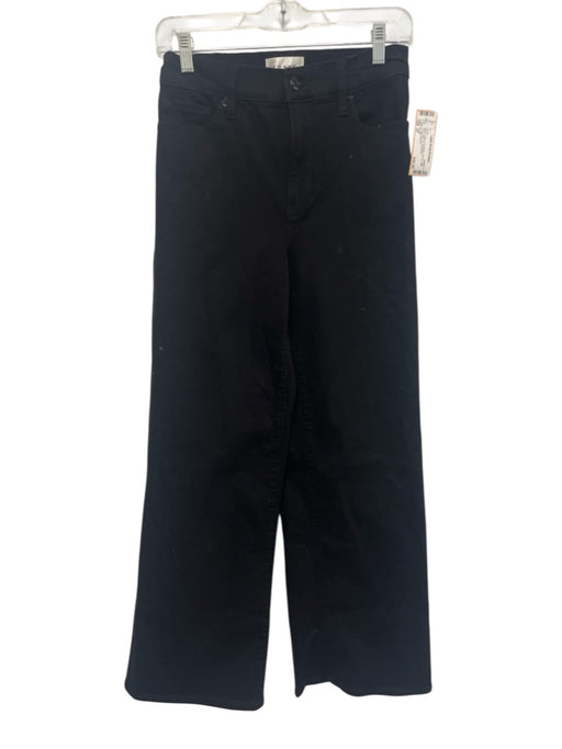 Frame Size 27 Black Cotton & Polyester Zip Fly High Rise Wide Leg Jeans Black / 27