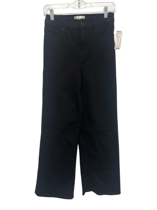 Frame Size 27 Black Cotton & Polyester Zip Fly High Rise Wide Leg Jeans Black / 27