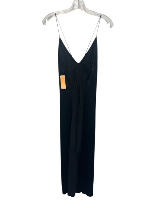 Rag & Bone Size 4 Black Silk Spaghetti Strap V Neck Midi Dress Black / 4