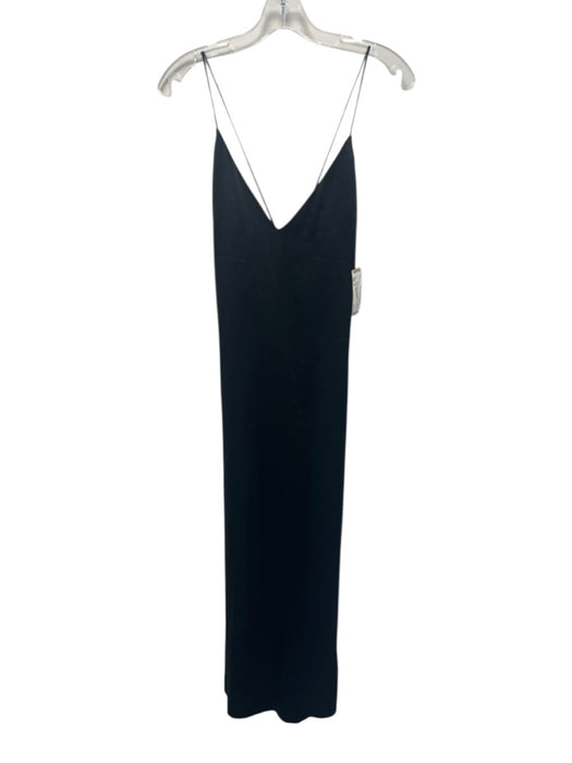 Rag & Bone Size 4 Black Silk Spaghetti Strap V Neck Midi Dress Black / 4