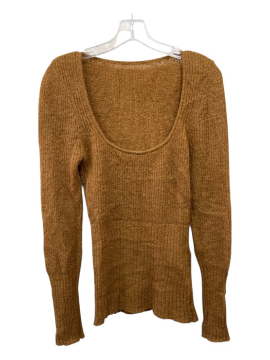 Jacquemus Size 38/S Green Brown Alpaca Blend Mohair Scoop Neck Fitted Sweater Green Brown / 38/S