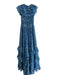 Sabina Musayev Size XS Blue Polyester Short Sleeve Ruffle Detail V Neck Dress Blue / XS
