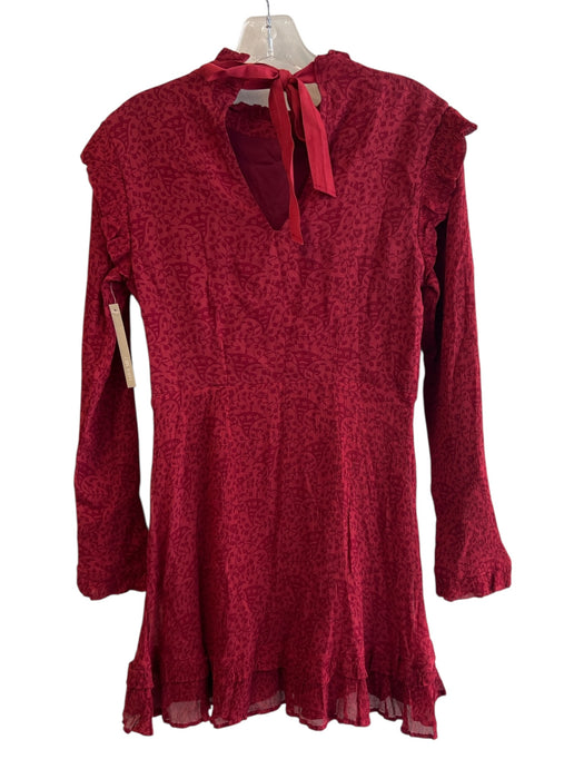 Cleobella Size XS Red No Fabric Tag Long Sleeve Vine Print V Neck Dress Red / XS