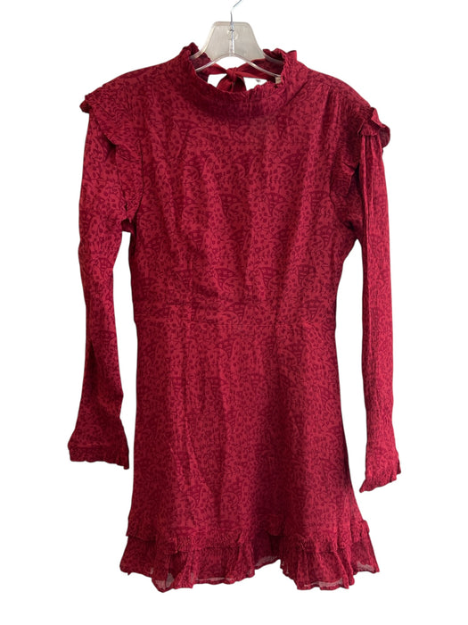 Cleobella Size XS Red No Fabric Tag Long Sleeve Vine Print V Neck Dress Red / XS