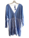 Walker & Wade Size XS Blue Cotton Knit Long Sleeve V Neck Tie Detail Dress Blue / XS