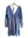 Walker & Wade Size XS Blue Cotton Knit Long Sleeve V Neck Tie Detail Dress Blue / XS