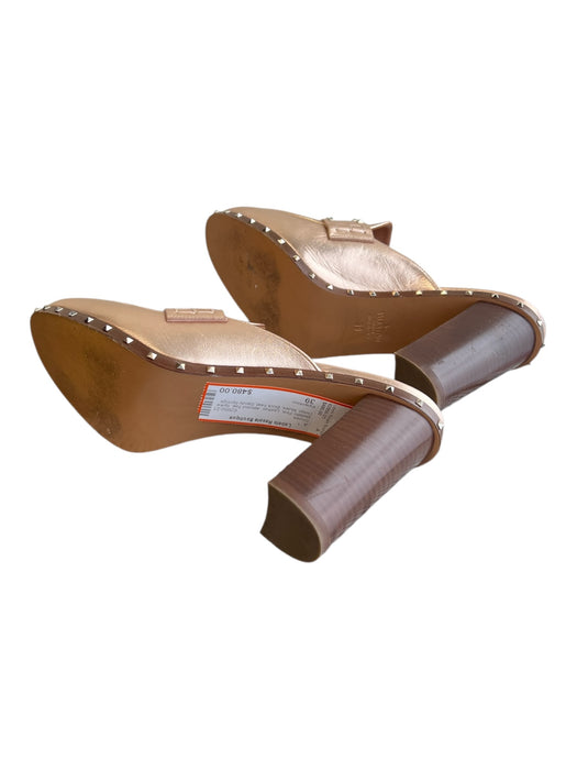 Valentino Shoe Size 39 Metallic Pink Leather Almond Toe Spike Detail Mules Shoes Metallic Pink / 39