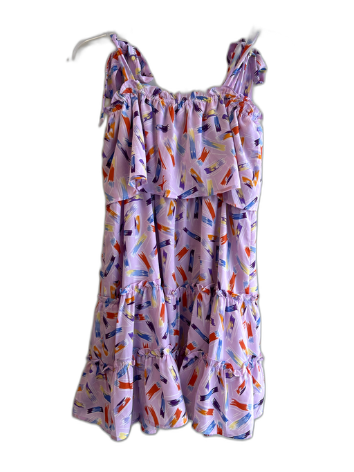 Joy Joy Size S Purple & Multi Polyester Tie Strap Abstract Print Tiered Dress Purple & Multi / S