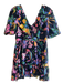 Banjanan Size S Black Pink & Multi Viscose Short Sleeve Floral Print Dress Black Pink & Multi / S