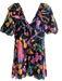 Banjanan Size S Black Pink & Multi Viscose Short Sleeve Floral Print Dress Black Pink & Multi / S
