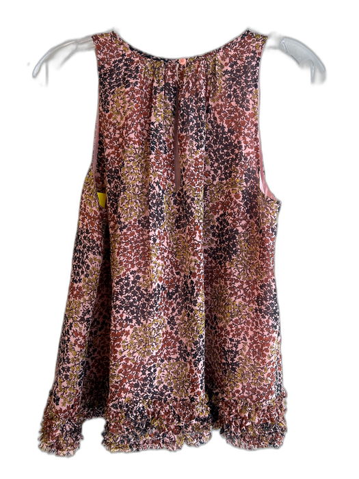 Joie Size S Pink Multi 100% Silk Sleeveless Floral Print Key Hole back Top Pink Multi / S