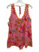 J. Marie Size S Pink & Multi Cotton Sleeveless Scalloped Front Pockets Romper Pink & Multi / S