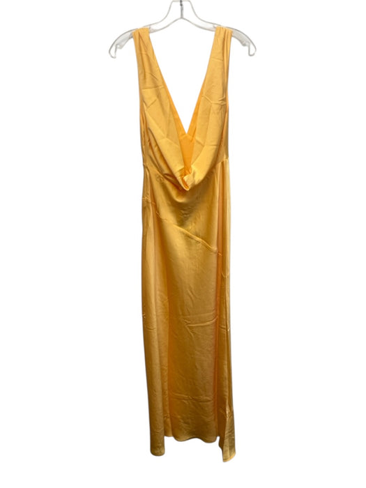 Meshki Size S Yellow Polyester Cowl back Sleeveless V Neck Maxi Dress Yellow / S