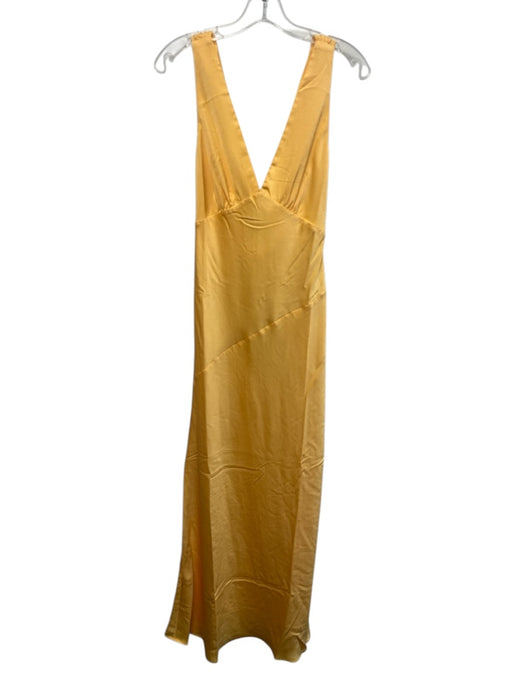Meshki Size S Yellow Polyester Cowl back Sleeveless V Neck Maxi Dress Yellow / S