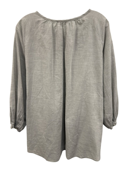 Ann Mashburn Size L Grey Cotton Long Sleeve Hook & Eye Top Grey / L