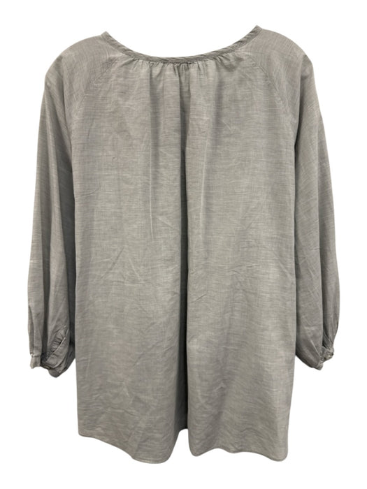 Ann Mashburn Size L Grey Cotton Long Sleeve Hook & Eye Top Grey / L