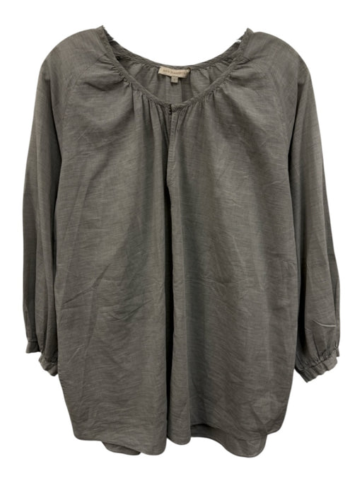 Ann Mashburn Size L Grey Cotton Long Sleeve Hook & Eye Top Grey / L