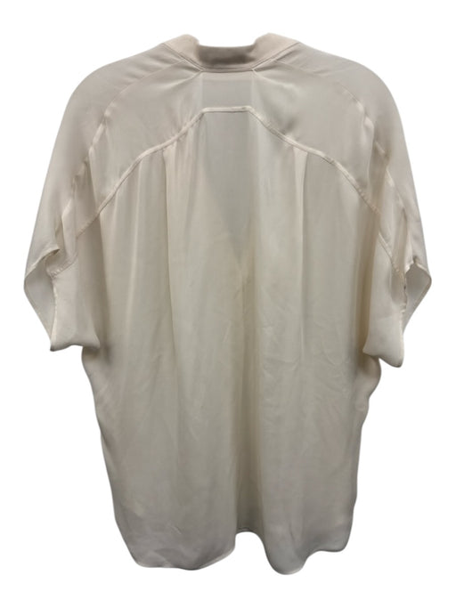 Vince Size S Cream Silk Sheer Short Sleeve V Neck Top Cream / S