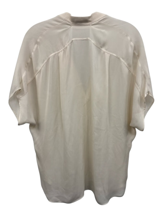 Vince Size S Cream Silk Sheer Short Sleeve V Neck Top Cream / S