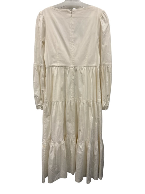 Cinq a Sept Size 4 White Cotton Blend Lace Detail Long Sleeve Maxi Dress White / 4