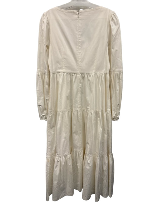 Cinq a Sept Size 4 White Cotton Blend Lace Detail Long Sleeve Maxi Dress White / 4